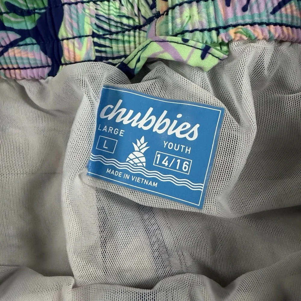 Chubbies Swim Short Youth Boys Large 14/16 Colorful Lined Trunks Beach